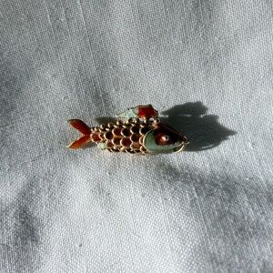 Vintage Articulated Koi Fish Enamel Pendant